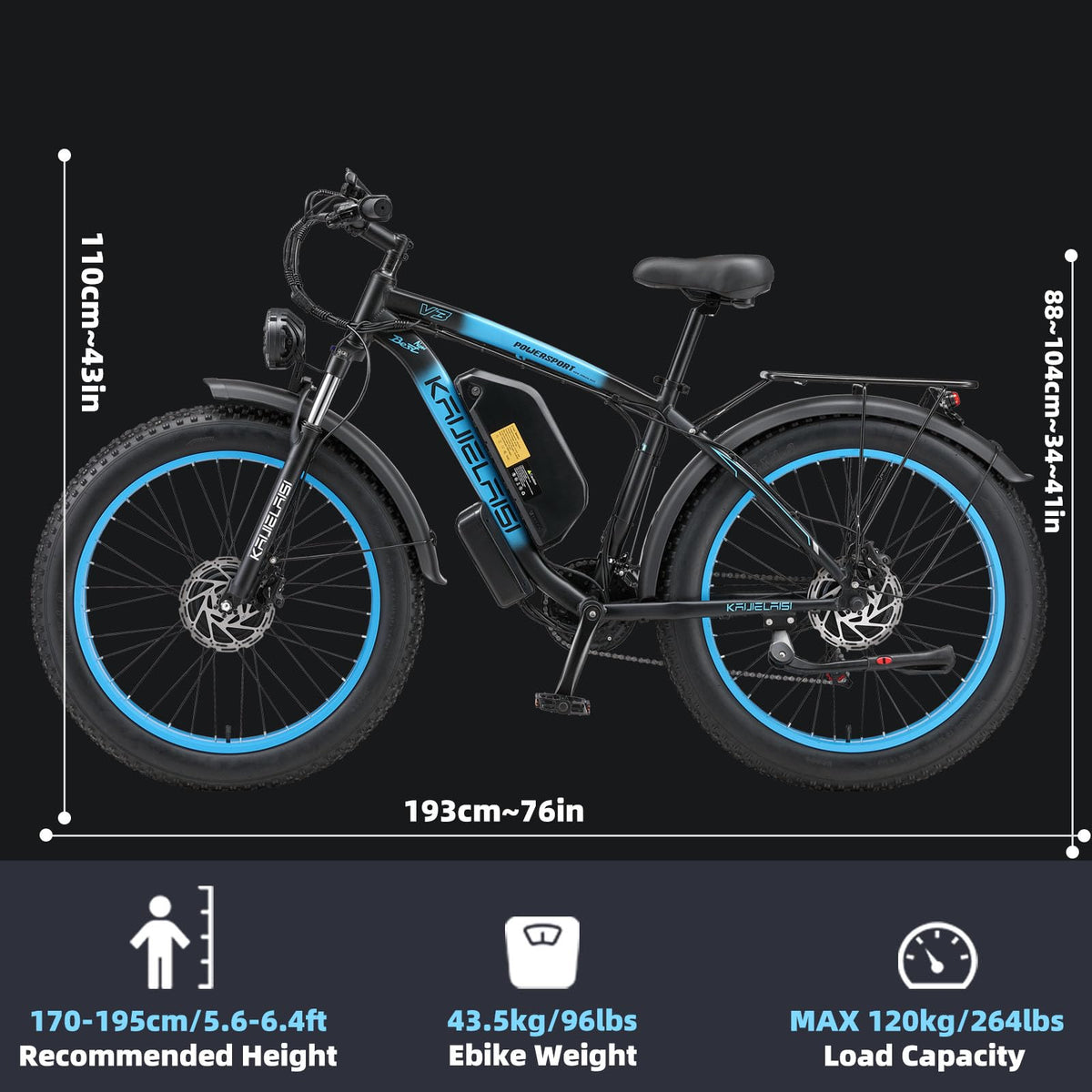 AWD Electric Bike for Adults, Peak 4000W Power 26” Fat Tire Ebike Dual Motor Electric Bicycles, 48V 22.4AH Removable Battery