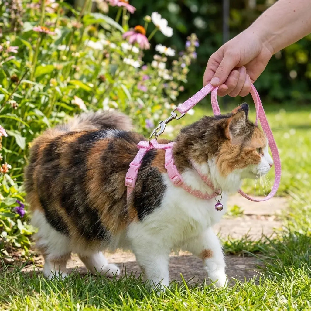 Snugwell Pets Adjustable Cat Harness & Leash Set with Bell – Pink