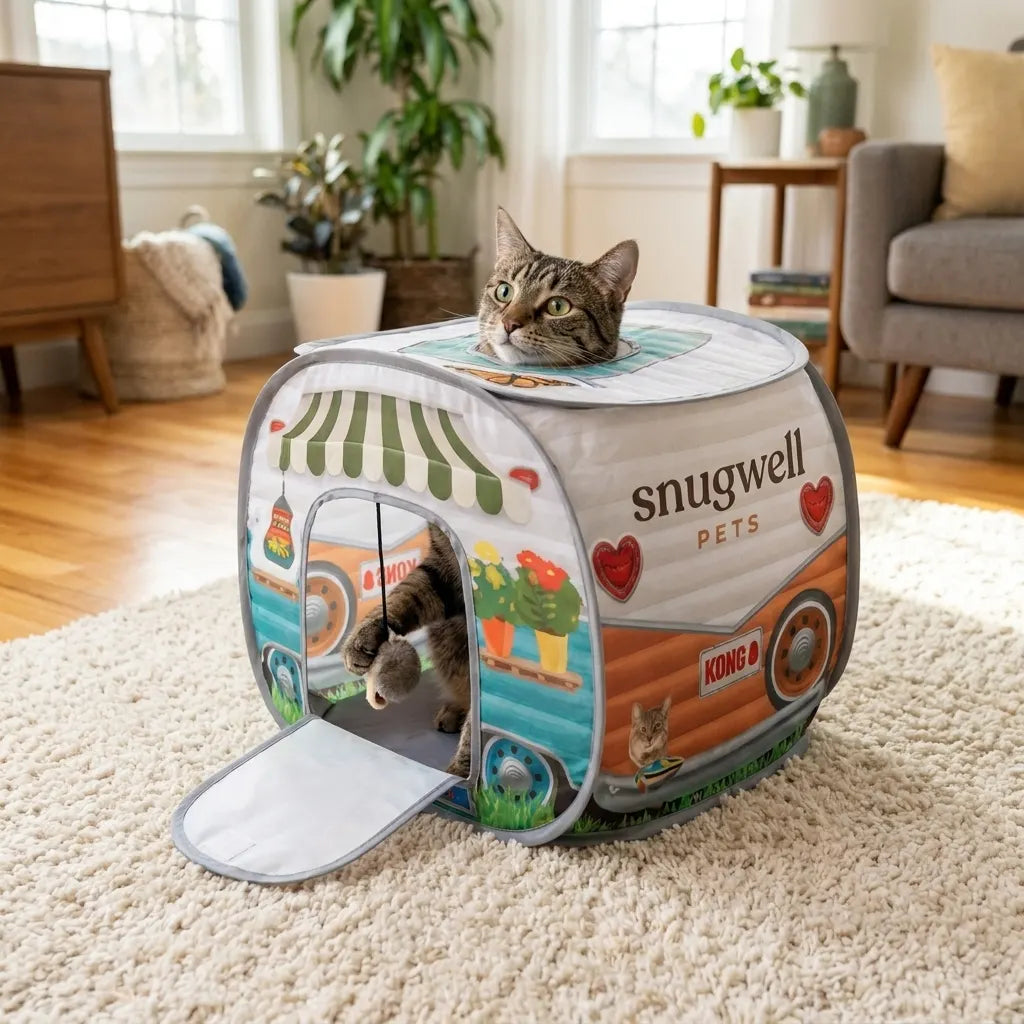 Snugwell Pets Cat Camper Play Tent with Catnip Toy