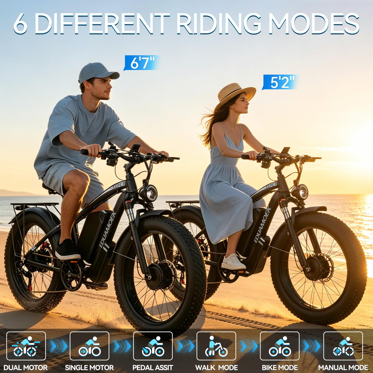 9000W-Peak 58V Peak 34Ah Dual-Motor-Ebike for Adult Max 48MPH Up to 105 Mi